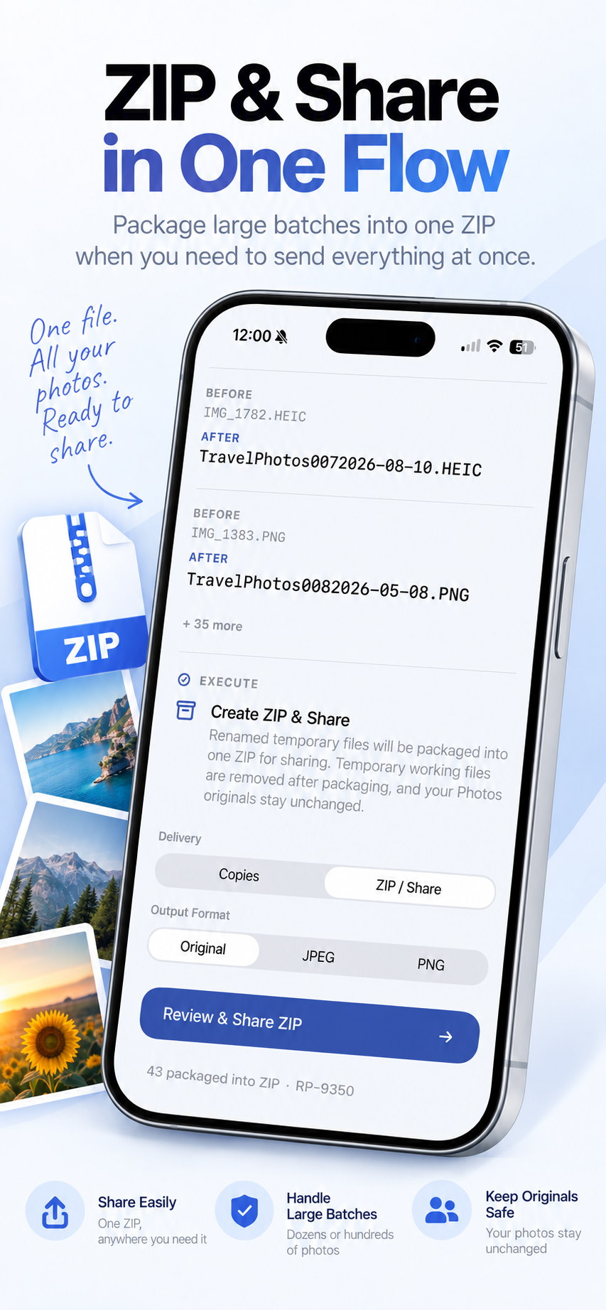 Rename Photos v3.0: ZIP and Share in One Flow