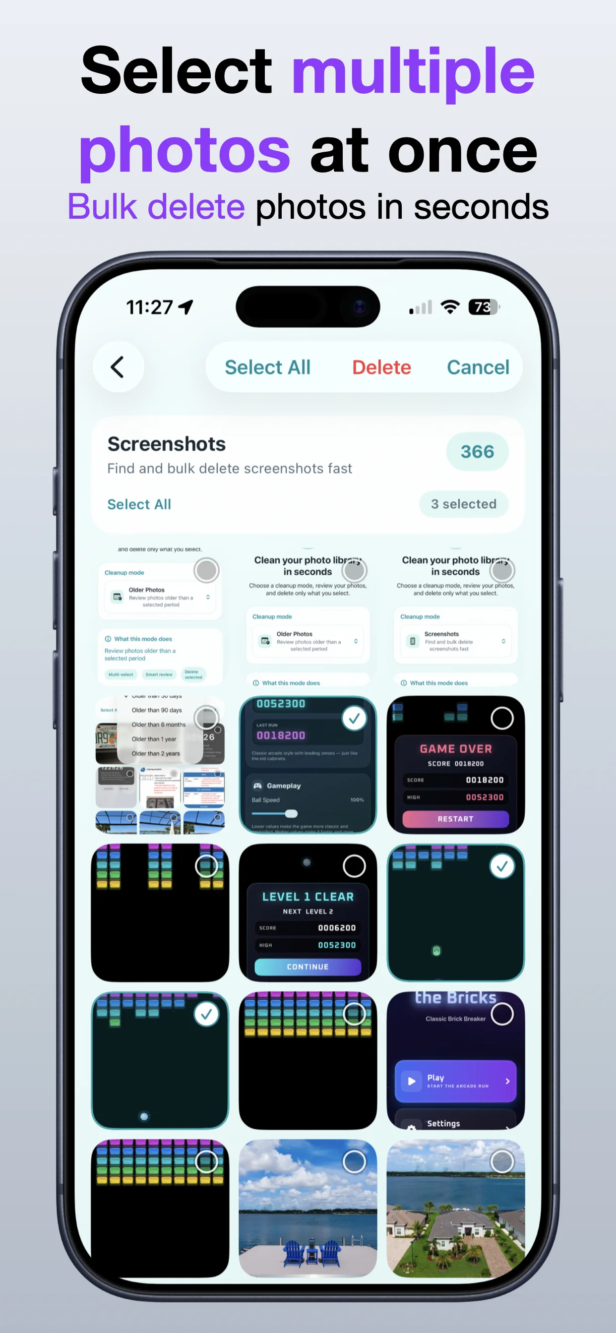 Bulk Delete Photos screenshot: Delete selected photos