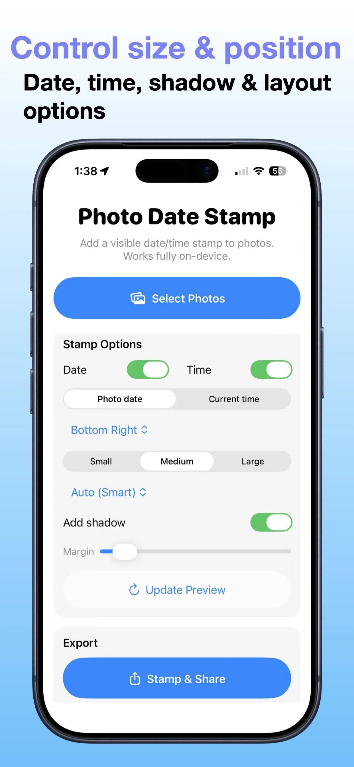 Date Stamp Photos screenshot: Review the stamped photo