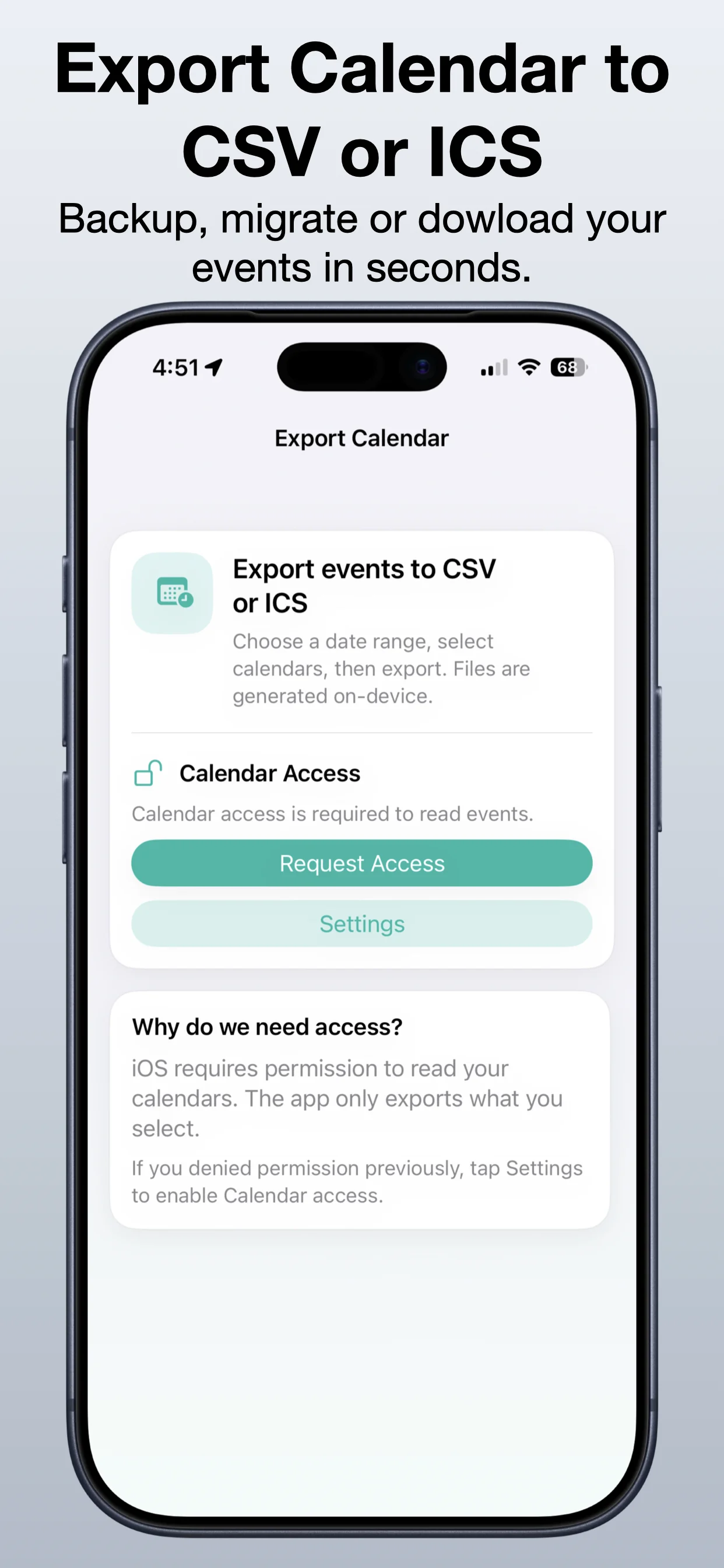 Export Calendar screenshot preview