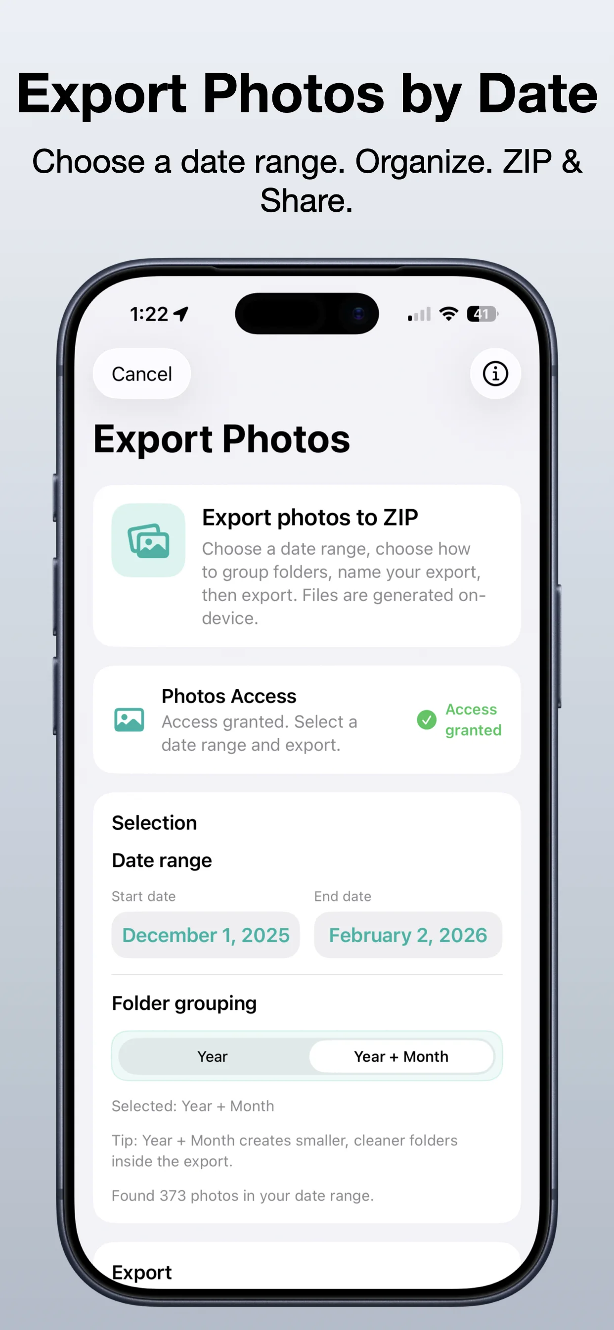 Export Photos - ZIP & Share App Store screenshot preview