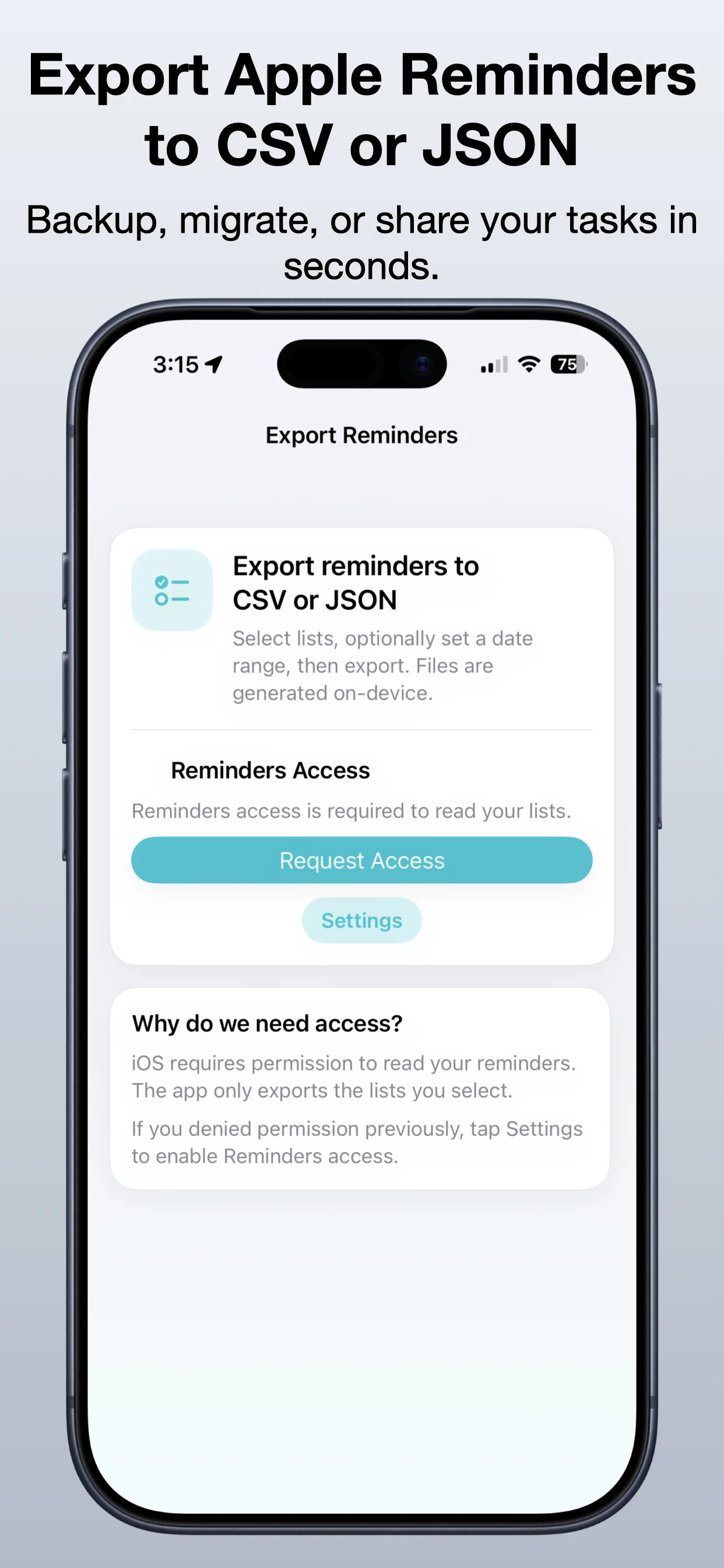 Export Reminders screenshot preview