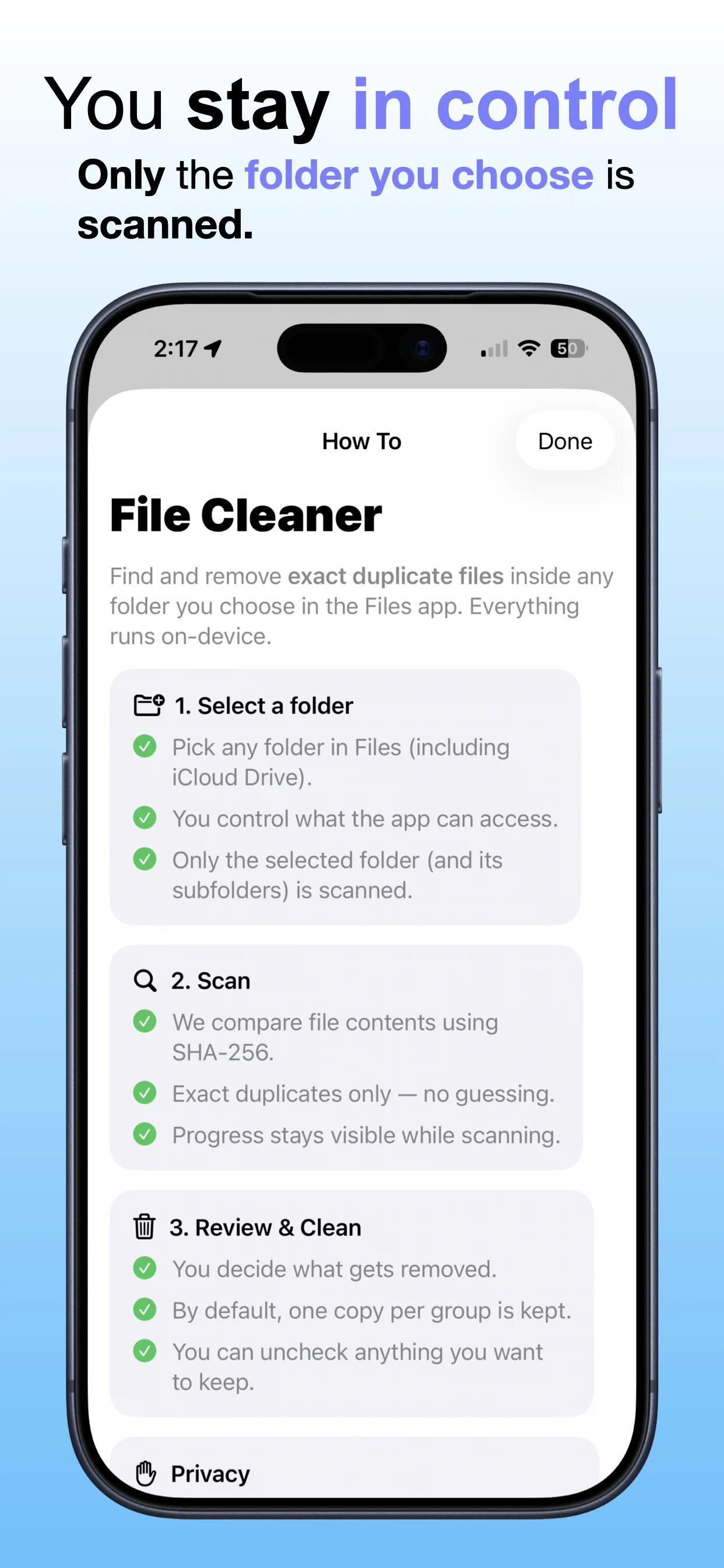 File Cleaner screenshot 2: Browse files more efficiently