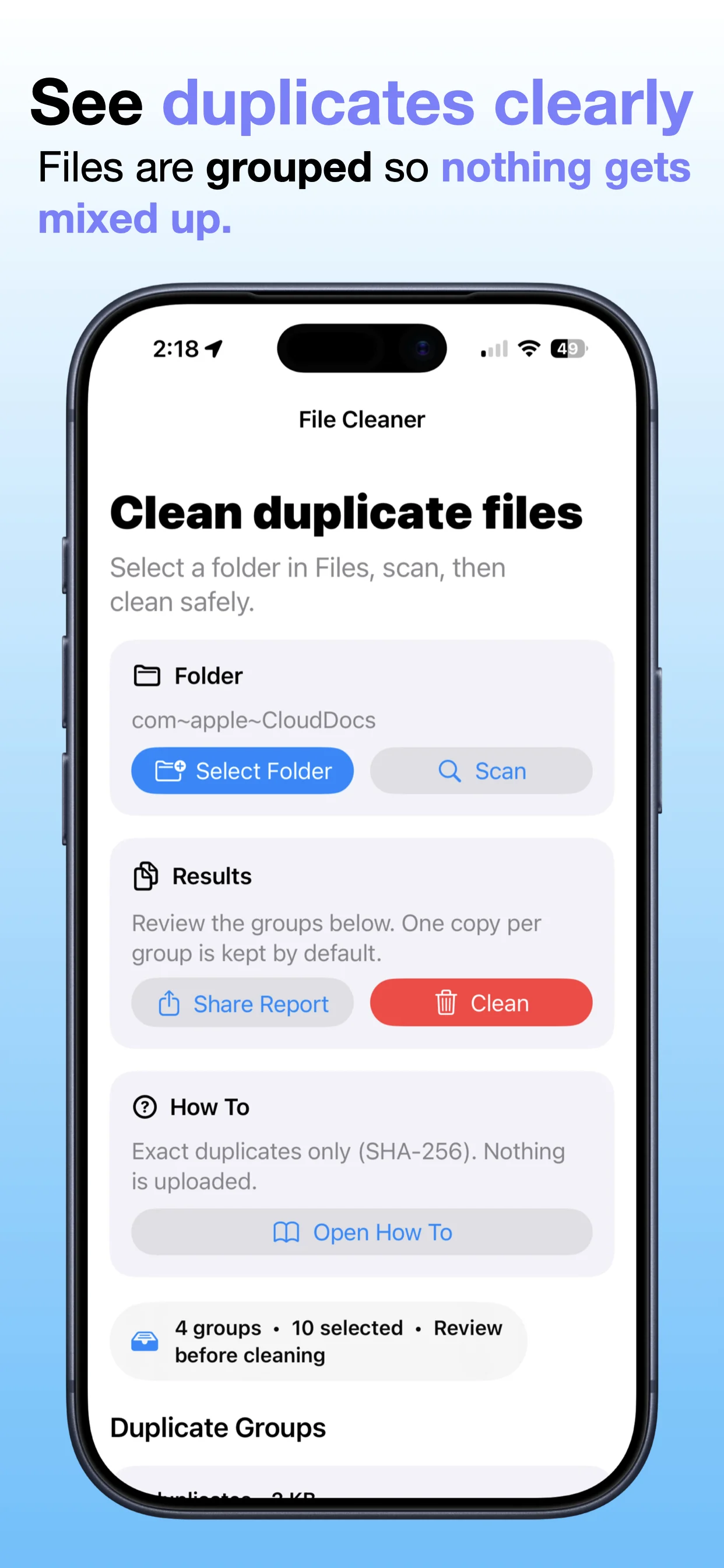 File Cleaner screenshot 3: Find large or unwanted items