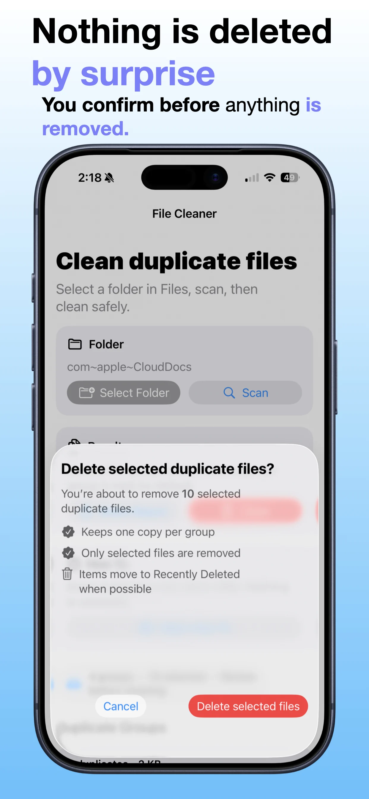 File Cleaner screenshot 5: Clean up with confidence
