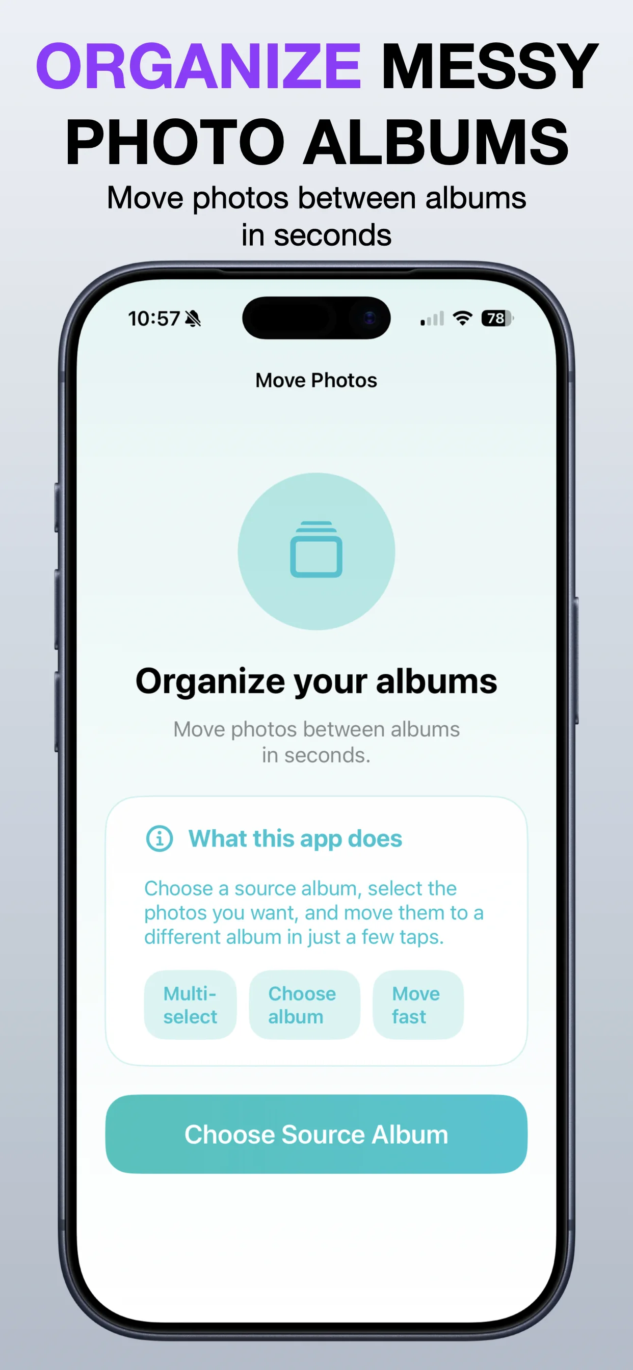 Move Photos Between Albums screenshot: Review before moving