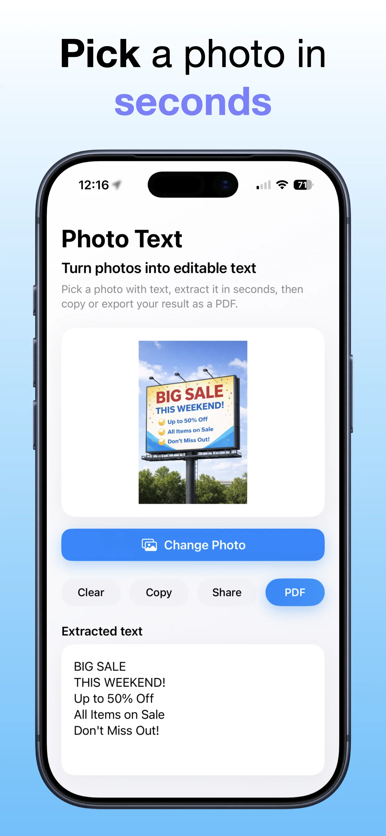 Photo To Text PDF App Store screenshot preview