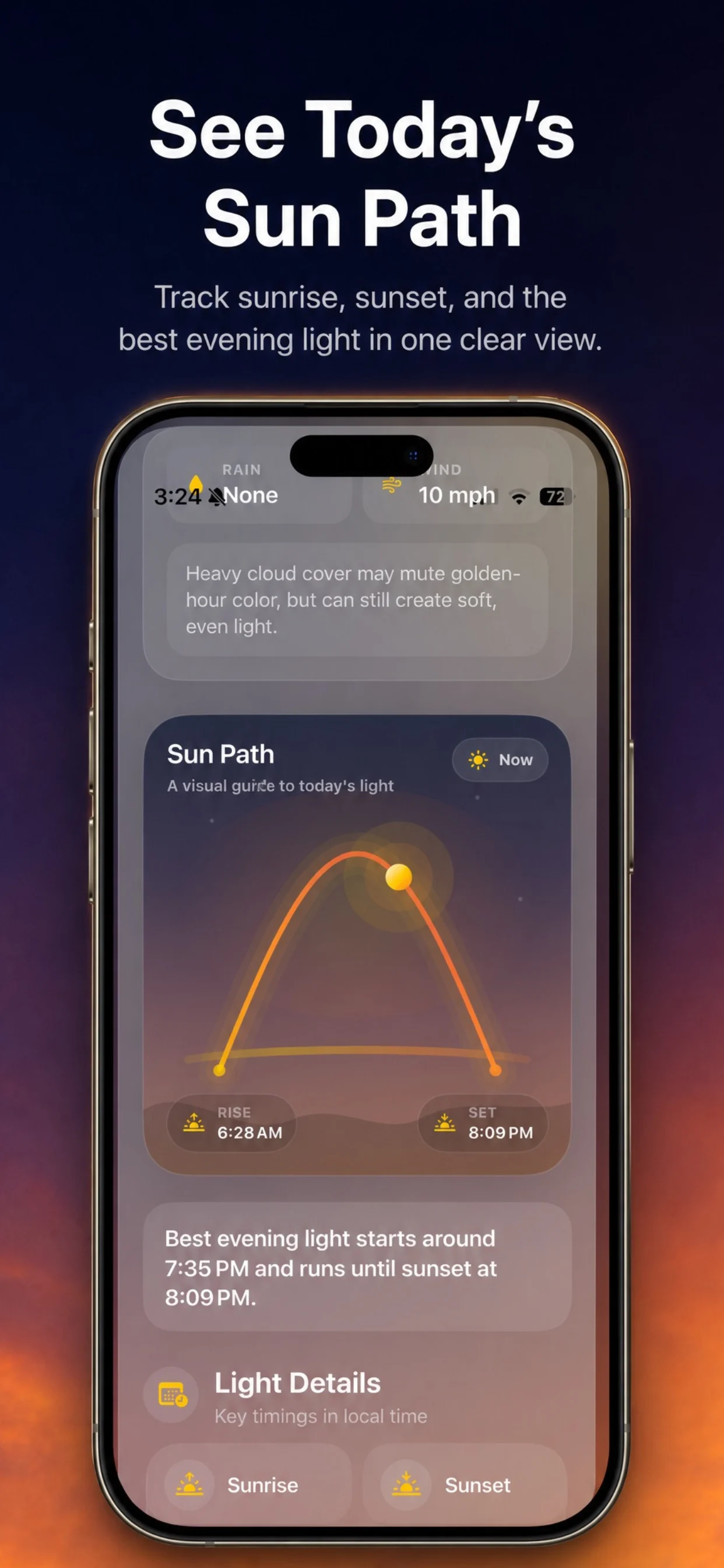 SunPath screenshot 3: Plan for sunrise conditions